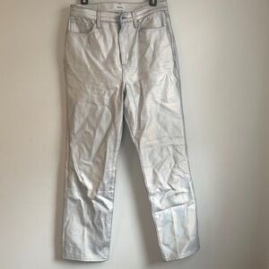 PISTOLA Metallic Silver Coated Denim Jeans – Size 29